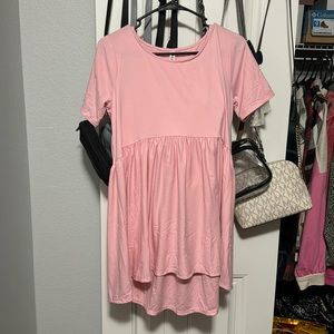 Short sleeve babydoll top pink